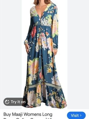 Maaji Teal Floral Maxi Dress